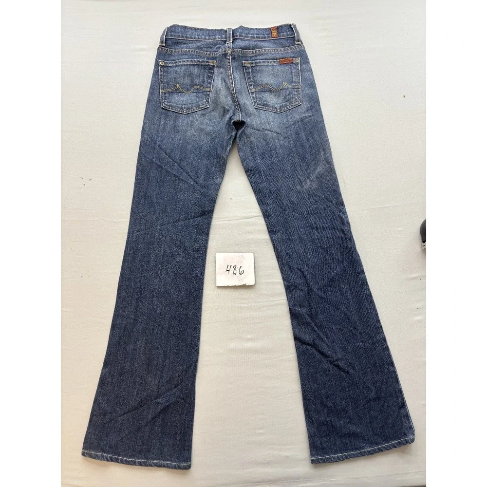 7 For All Mankind Boycut Flare Jeans Womens 24 Blue Medium Wash Button Fly